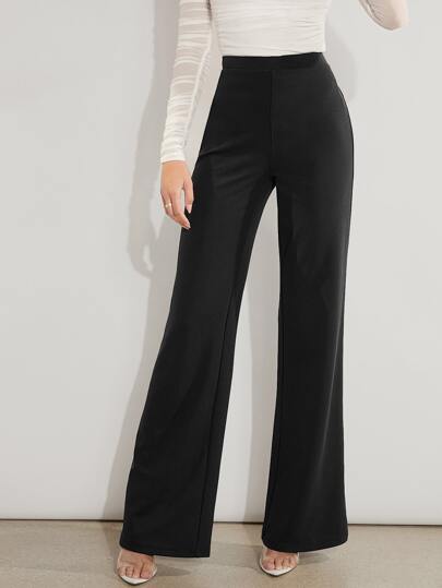 Firerie Solid High Waist Wide Leg Pants Bootcut Wide Leg Pants Dress Pants Office Work Black Autumn Elegant